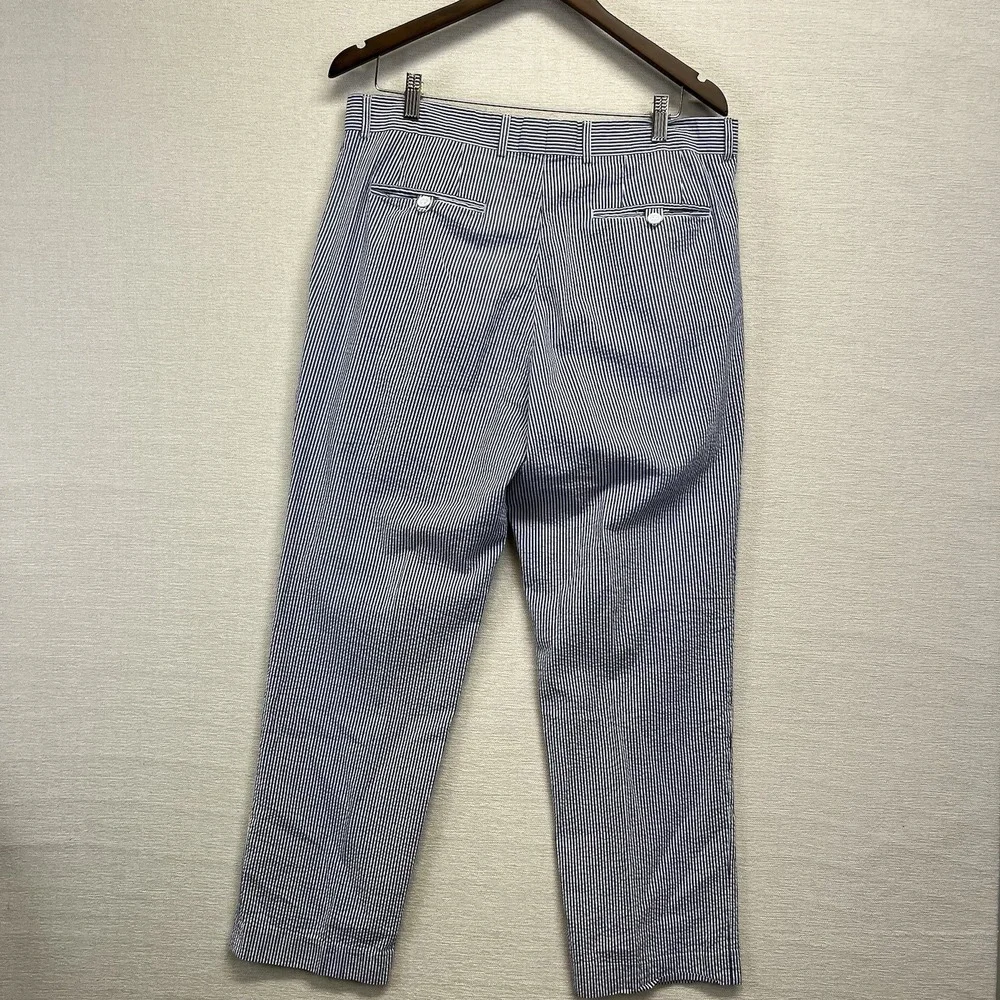 Alan‎ Flusser Seersucker Dress Pants Mens 36x30(35.5x28) Striped Cotton Trousers